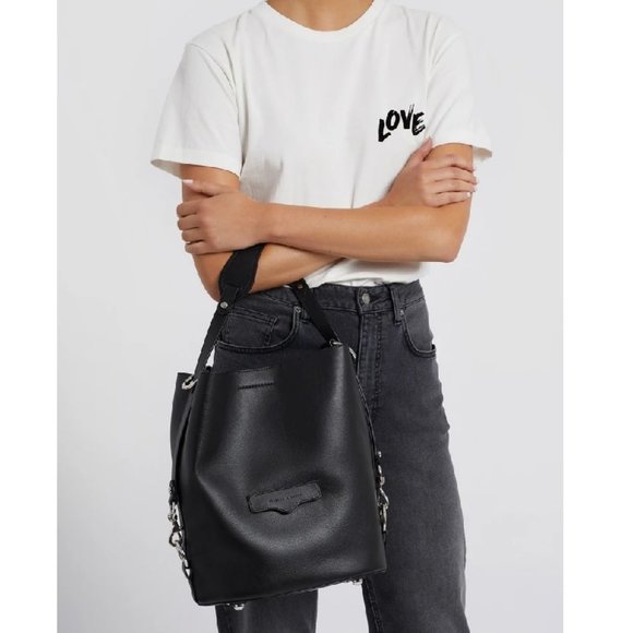 REBECCA MINKOFF Utility Convertible Leather Bucket - Picture 1 of 10